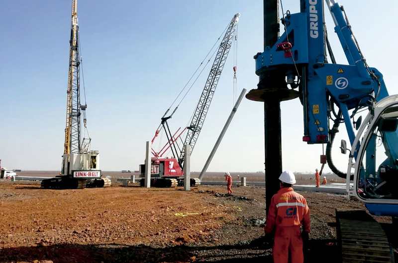 Obra realizada por Grupo INDI Cimentación profunda del NAICM